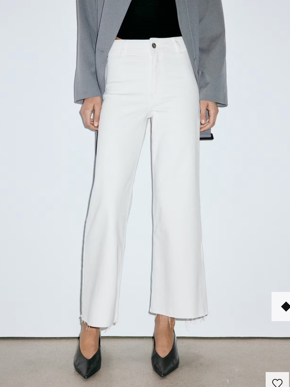 MANGO WMNS NWOT CATHERIN CULOTTE HIGH RISE DENIM JEANS STRETCH WIDE LEG FRAYED